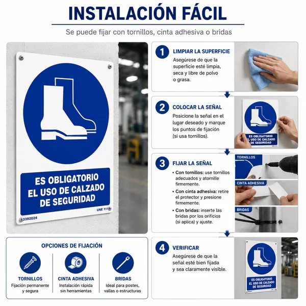 Señal Obligatorio El Uso De Calzado De Seguridad PVC 21x30 cm Azul