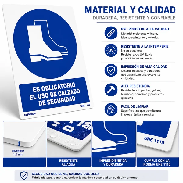 Señal Obligatorio El Uso De Calzado De Seguridad PVC 21x30 cm Azul