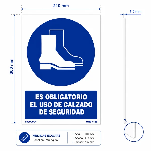 Señal Obligatorio El Uso De Calzado De Seguridad PVC 21x30 cm Azul
