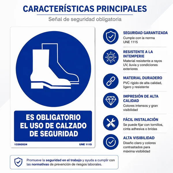 Señal Obligatorio El Uso De Calzado De Seguridad PVC 21x30 cm Azul