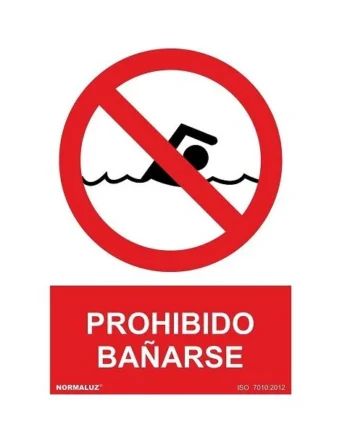 Señal Prohibido Bañarse PVC 30x40cm Rojo
