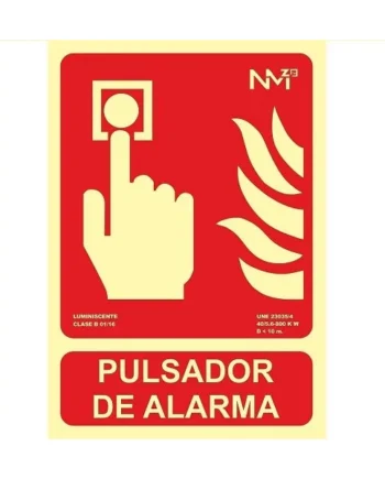Señal pulsador alarma homologada PVC 21x30cm Rojo