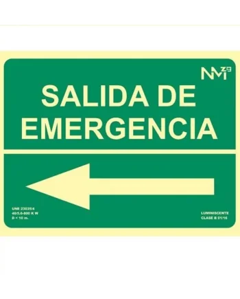 Señal Salida De Emergencia Izquierda PVC 21x 29.7cm Verde