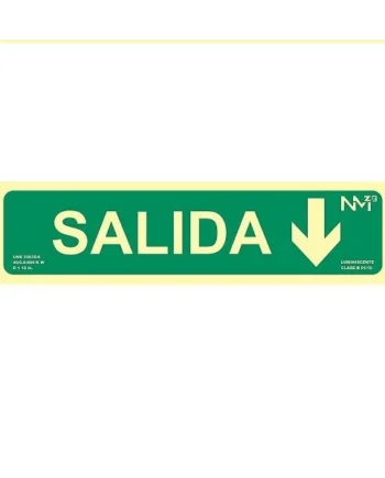 Señal salida flecha abajo PVC 10.5x42 cm Verde