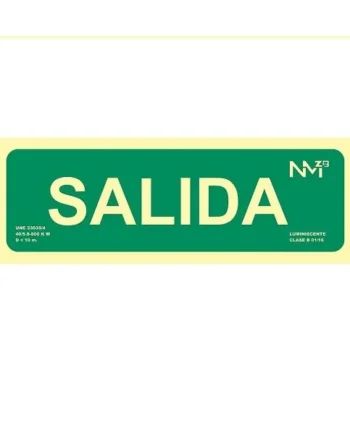 Señal salida luminiscente PVC 10.5x30cm Verde