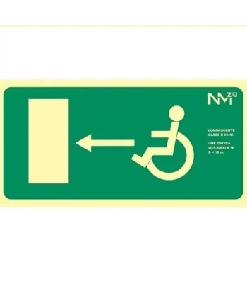Señal Salida Minusvalidos Izquierda PVC 32x16 cm Verde