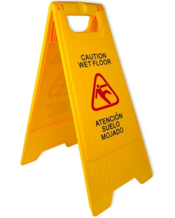 Señal Suelo Mojado Plegable (CASTELLANO-INGLES) 60 cm Amarillo