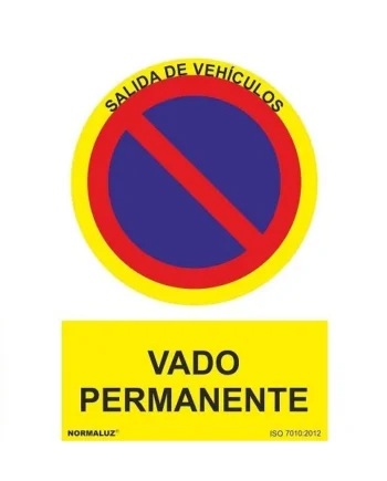 Señal Vado Permanente adhesivo vinilo 15x20cm Amarillo