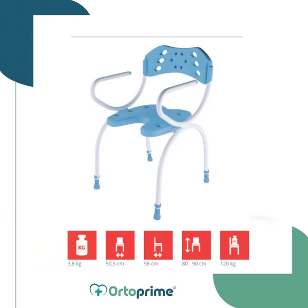 Silla con Respaldo para Ducha Forma de U