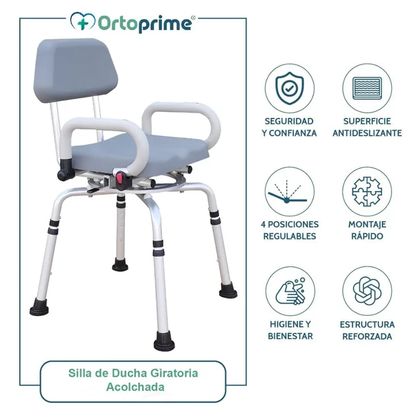 Silla de Ducha Acolchada y Giratoria | Movilidad Reducida
