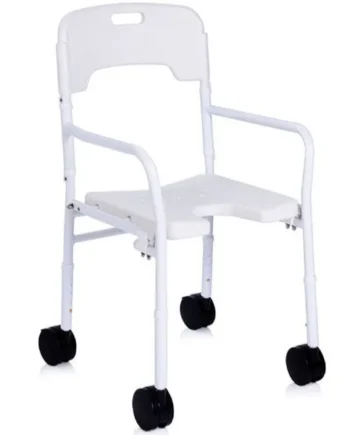 Silla de Ducha con Ruedas y Altura Regulable | Plegable