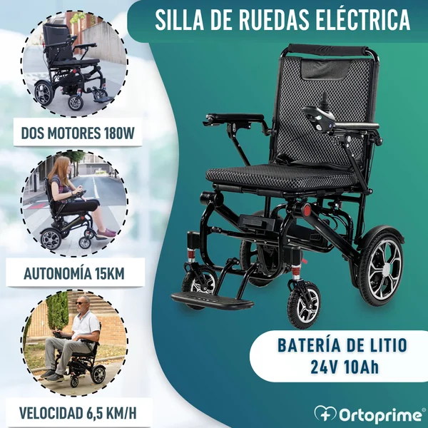 Silla de Ruedas Eléctrica Plegable Súper Ligera | Batería 10 Ah