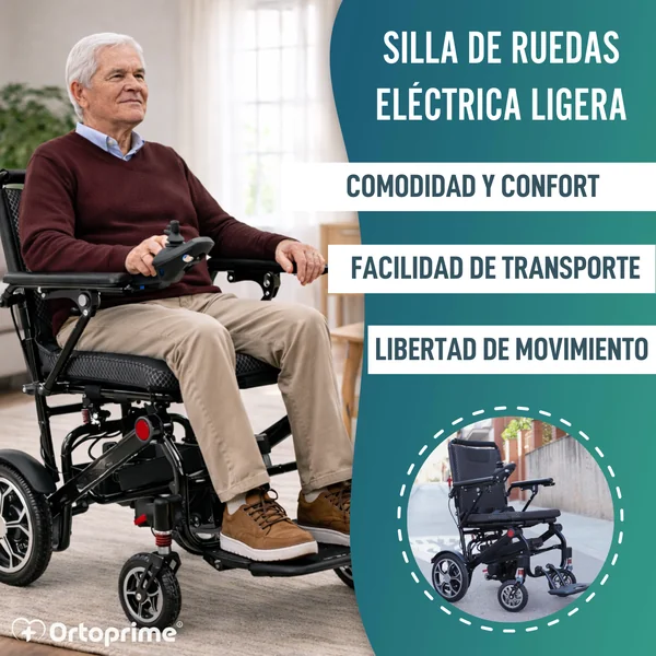 Silla de Ruedas Eléctrica Plegable Súper Ligera | Batería 10 Ah