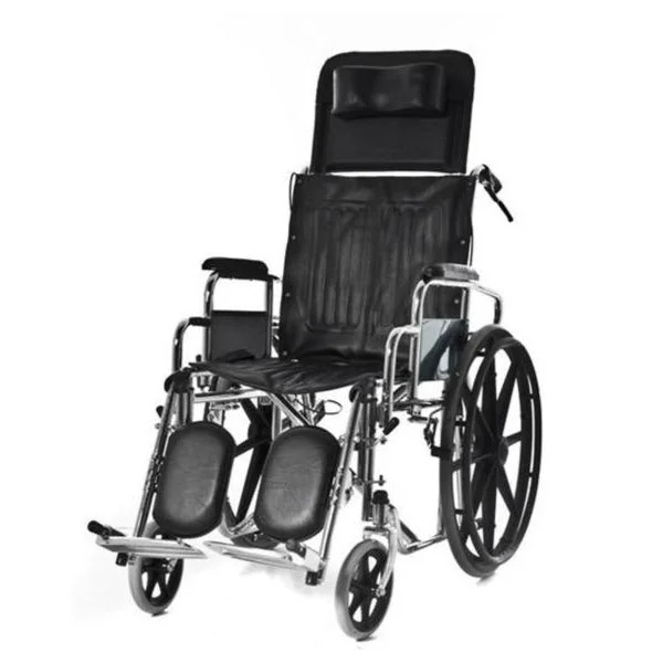 Silla de Ruedas Plegable Acero Cromado con Reposacabezas | ConfortZone