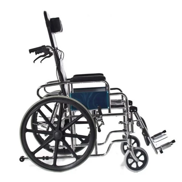 Silla de Ruedas Plegable Acero Cromado con Reposacabezas | ConfortZone