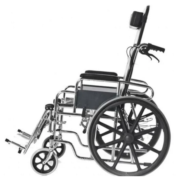 Silla de Ruedas Plegable Acero Cromado con Reposacabezas | ConfortZone
