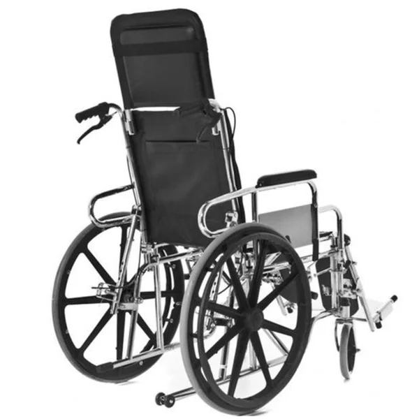 Silla de Ruedas Plegable Acero Cromado con Reposacabezas | ConfortZone