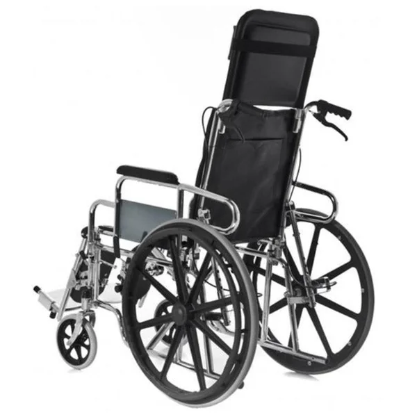 Silla de Ruedas Plegable Acero Cromado con Reposacabezas | ConfortZone