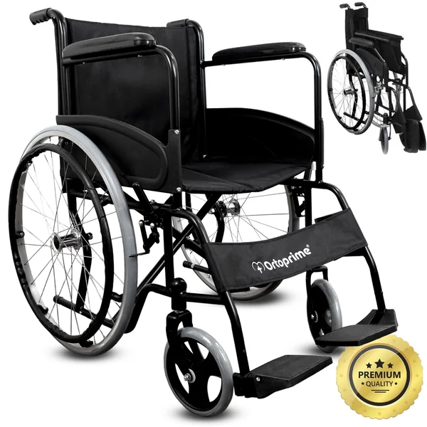 Silla de Ruedas Plegable Autopropulsable Cinturón Seguridad