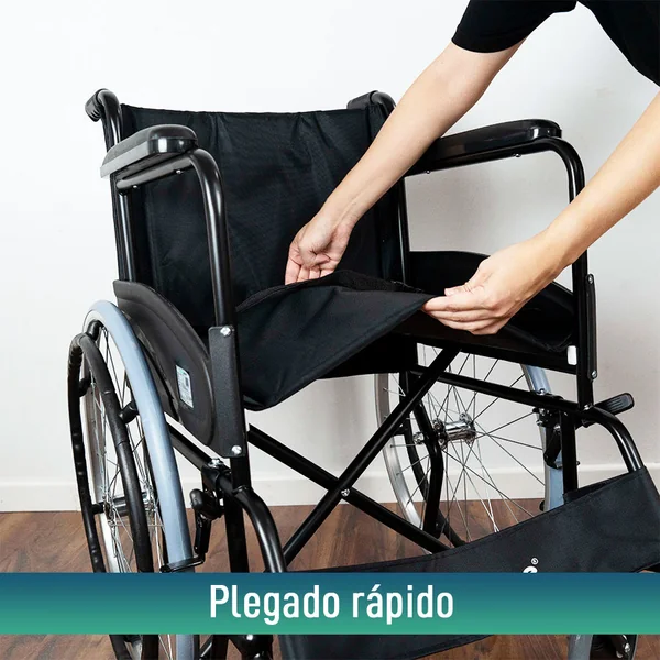 Silla de Ruedas Plegable Autopropulsable Cinturón Seguridad