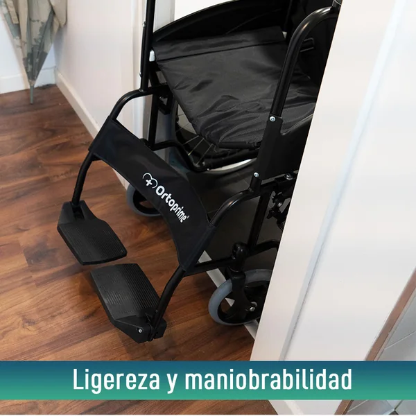 Silla de Ruedas Plegable Autopropulsable Cinturón Seguridad