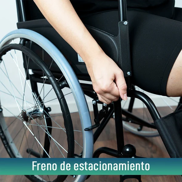 Silla de Ruedas Plegable Autopropulsable Cinturón Seguridad