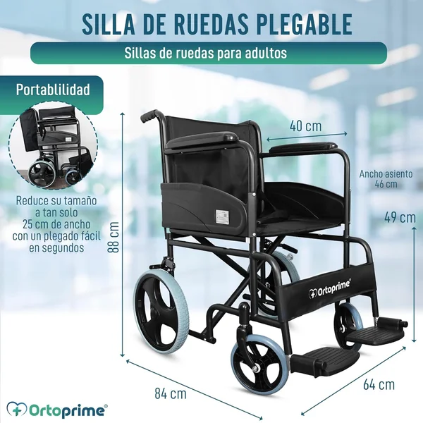 Silla de Ruedas Plegable Ligera Ortopédica