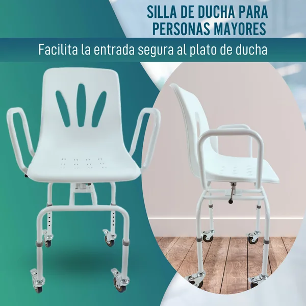 Silla Ducha Giratoria 360º con Ruedas | Silla Baño Adultos