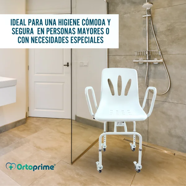 Silla Ducha Giratoria 360º con Ruedas | Silla Baño Adultos