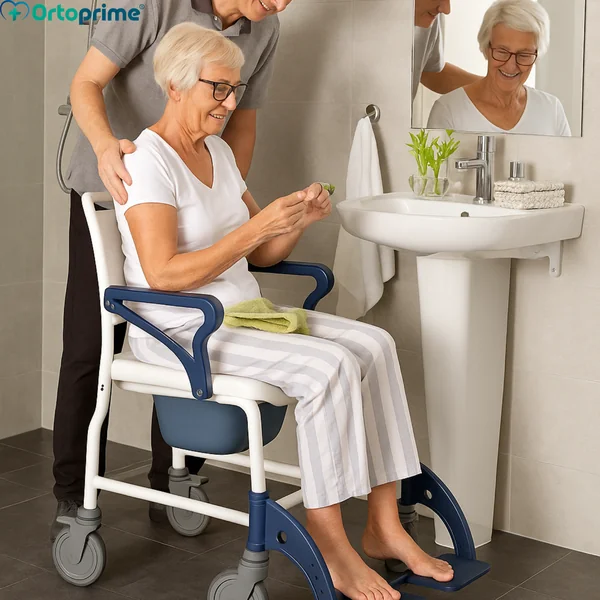 Silla Ducha WC Adultos Brazos y Pies Abatibles | Inodoro Portátil
