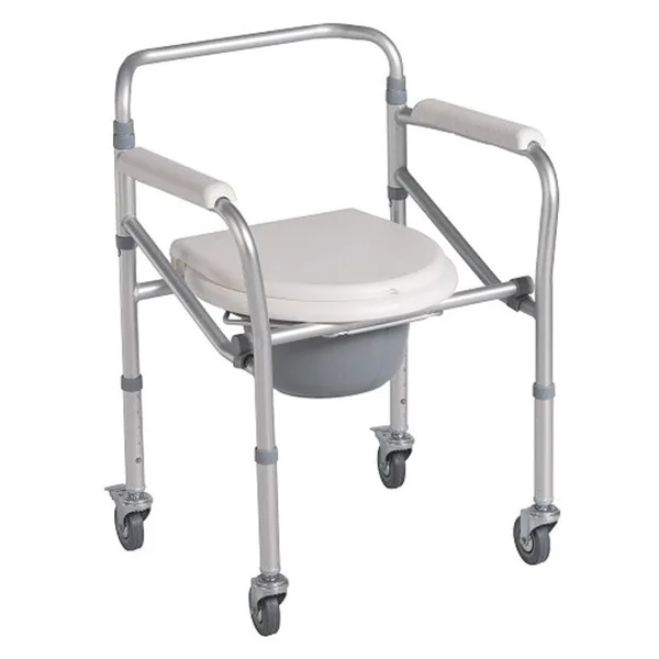 Silla Inodoro Plegable con Ruedas | Regulable