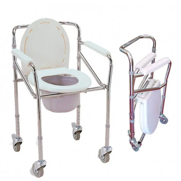 Silla Inodoro Plegable con Ruedas | Regulable