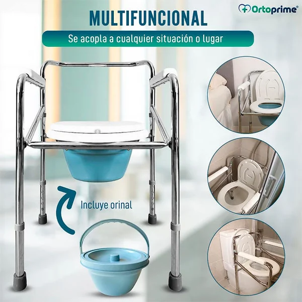 Silla WC Portátil con Orinal Plegable | Regulable en Altura