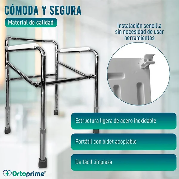 Silla WC Portátil con Orinal Plegable | Regulable en Altura