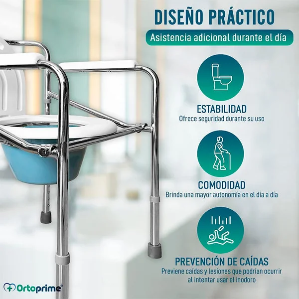 Silla WC Portátil con Orinal Plegable | Regulable en Altura