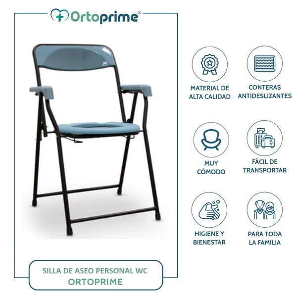 Silla WC Sanitaria Luxury con Reposabrazos Plegable