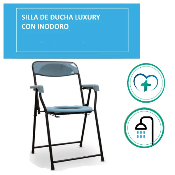 Silla WC Sanitaria Luxury con Reposabrazos Plegable