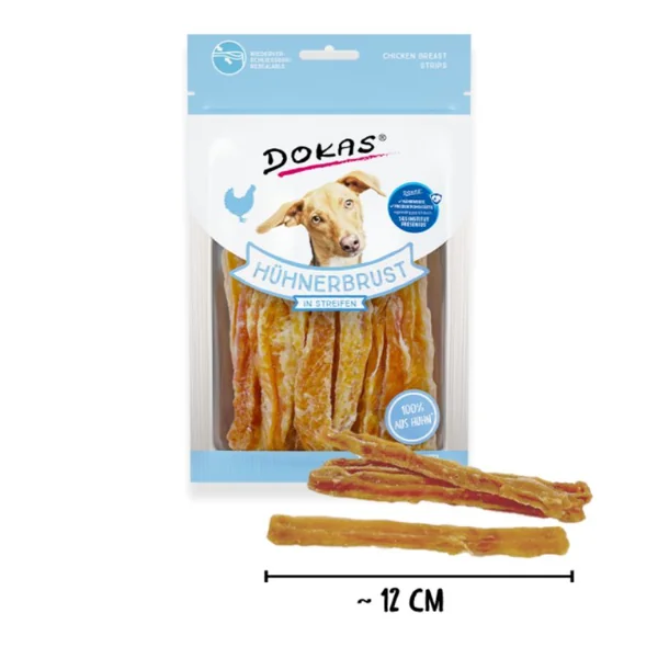 Snack natural Dokas Tiras de pechuga de pollo para perro