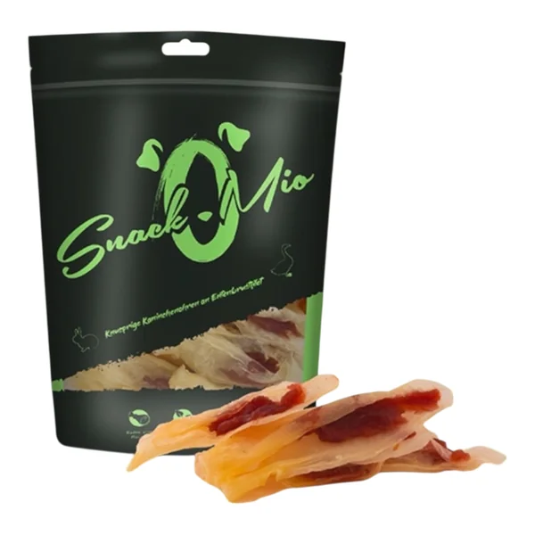 SnackOmio Orejas de Conejo con Pato para Perros — Snack Deshidratado Natural