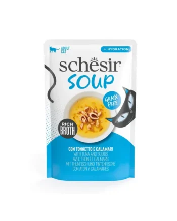Sopa Schesir Adult Atún y Calamares Sobre Gatos