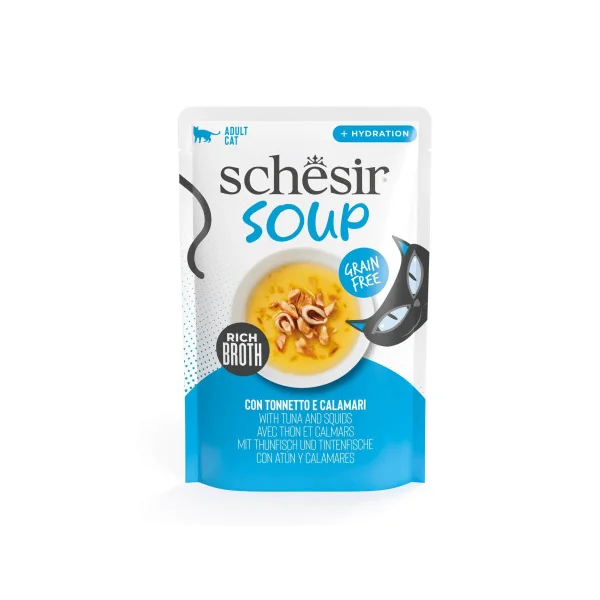Sopa Schesir Adult Atún y Calamares Sobre Gatos