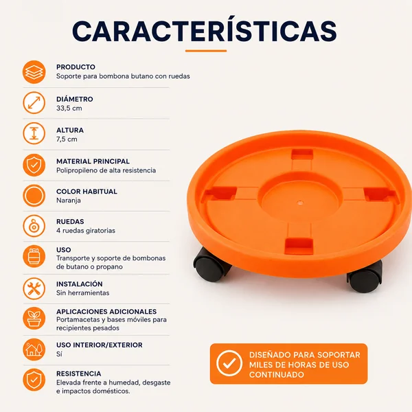 Soporte para bombona butano 33.5 cm Naranja