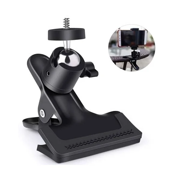Soporte pinza con rotula giratoria para camara Negro