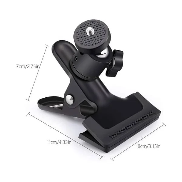 Soporte pinza con rotula giratoria para camara Negro
