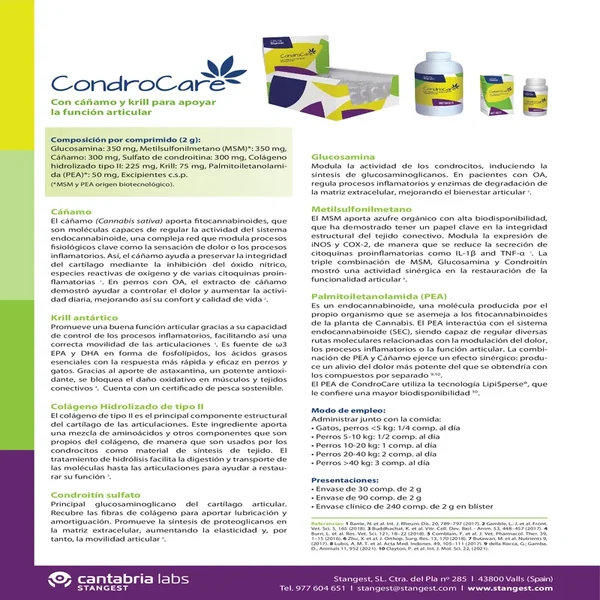 Stanvet Condrocare Condroprotector para perros y gatos en comprimidos