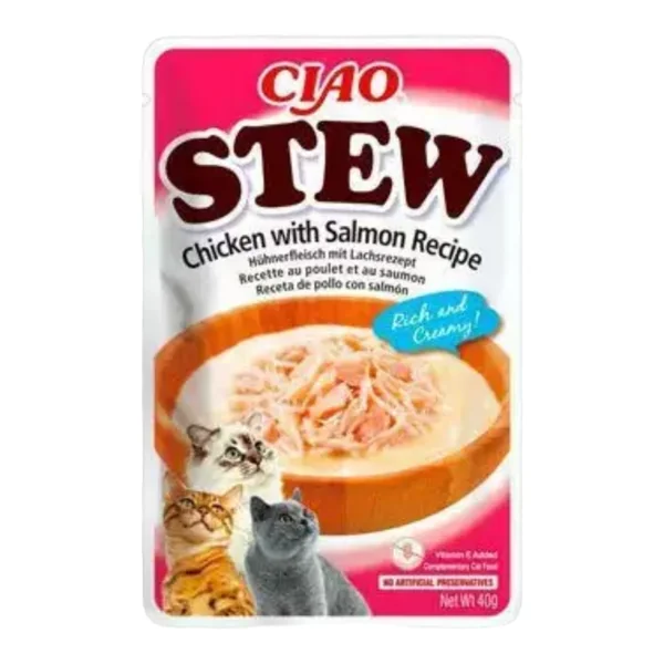 Stew Guiso de Pollo y Salmón para Gatos