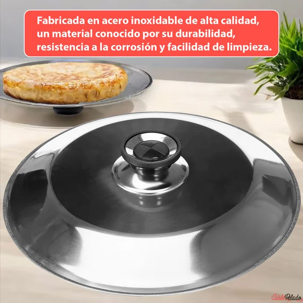 Tapa Voltea Tortillas Acero Inoxidable 26 cm Plateado