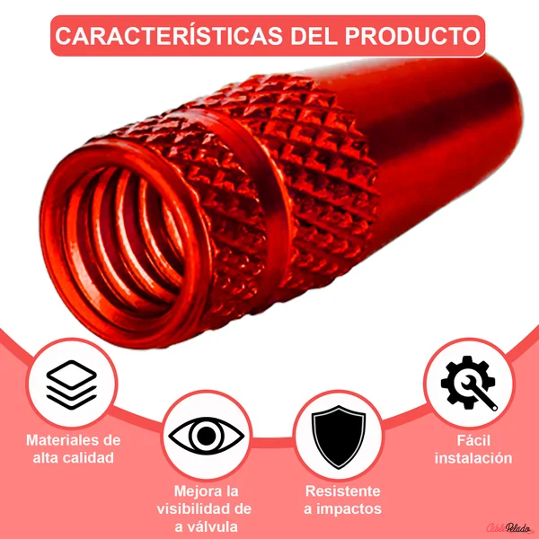 Tapón De Aluminio Para Válvula De Bicicleta 5 Uds Rojo