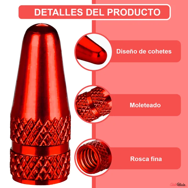 Tapón De Aluminio Para Válvula De Bicicleta 5 Uds Rojo