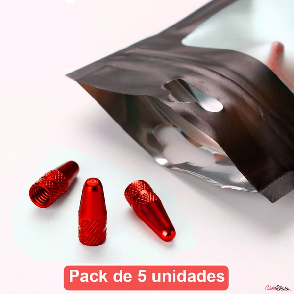 Tapón De Aluminio Para Válvula De Bicicleta 5 Uds Rojo